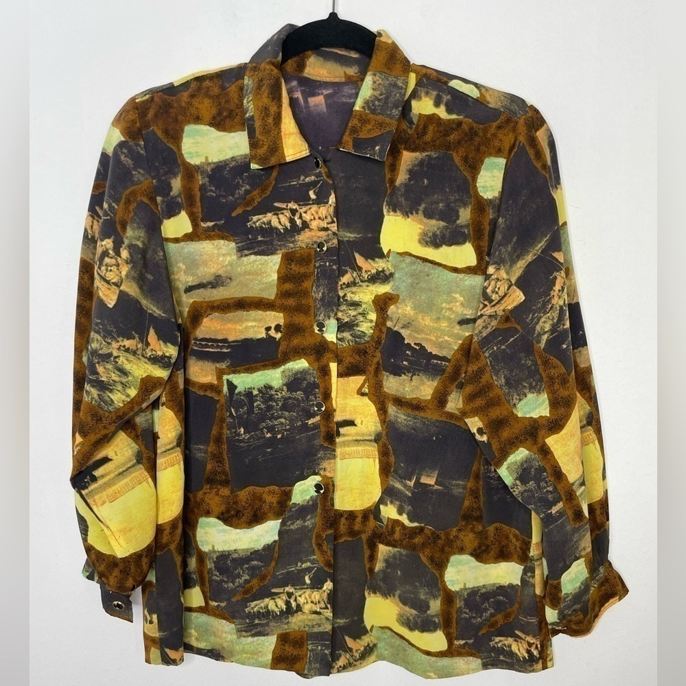 Vintage scenery pictures blouse